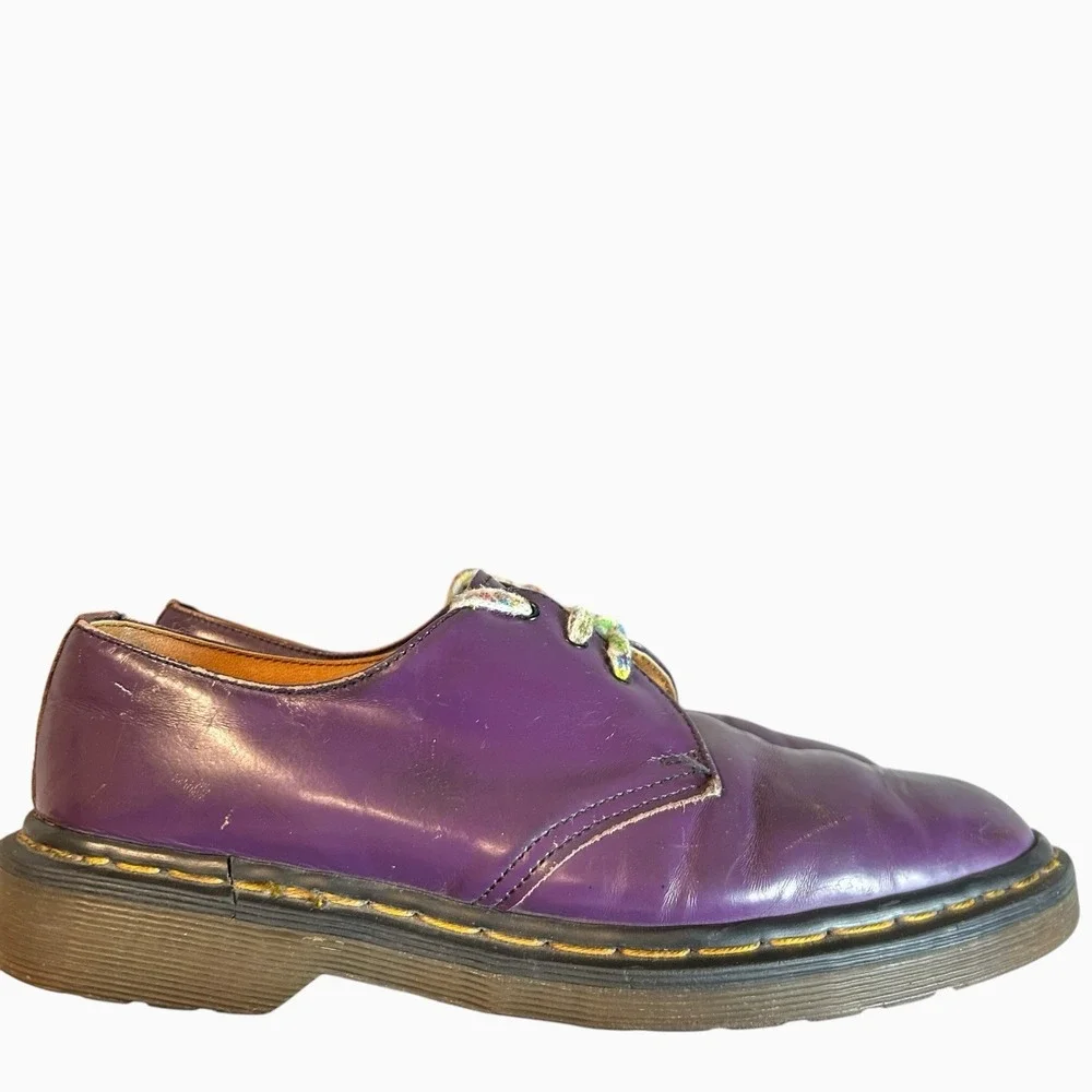 Vintage Dr Martens 1461/59 Purple 3 Eye Shoes Men's Size 7 Wmns 8 England Made